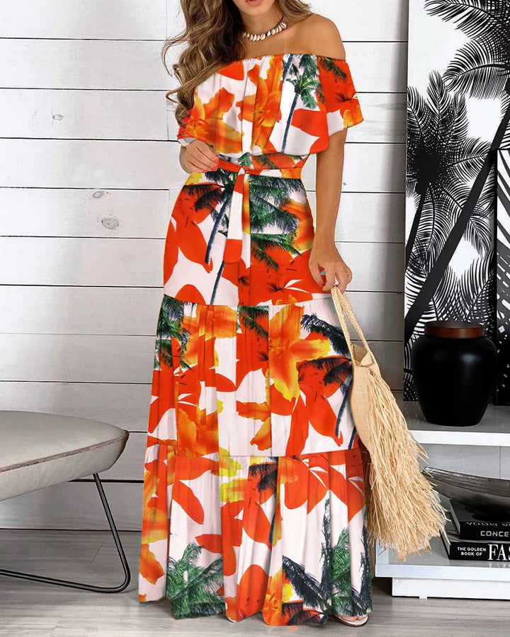 Dame Off-Shoulder Lagdelt Maxi Kjole Stilla