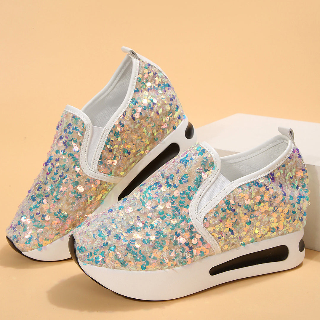 Dame Wedge-sneaker med glitrende palietter og skridsikker sål Stilla