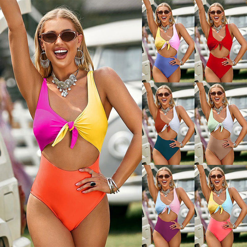 Dame Knot Front Højskåret Bikini Sæt Stilla