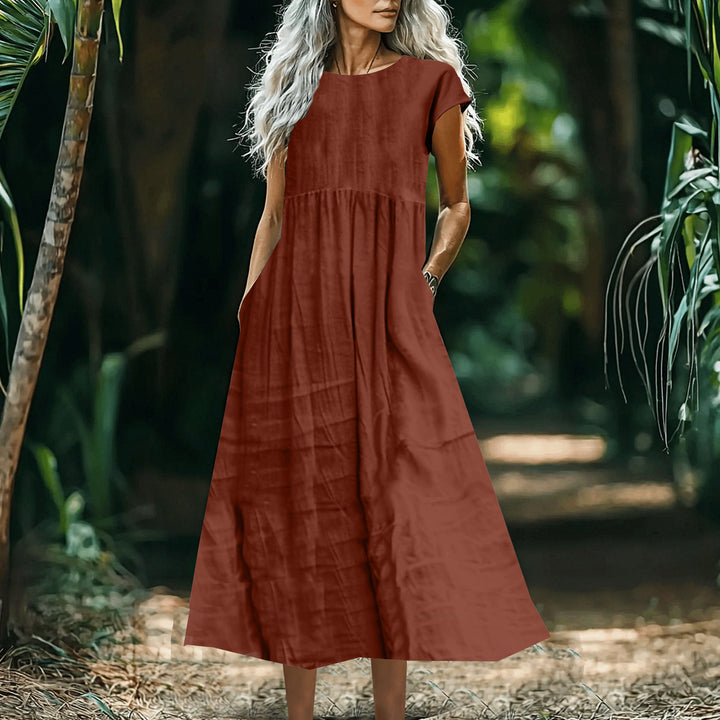 Dame Casual Maxi Kjole med Lomme-Detail Stilla