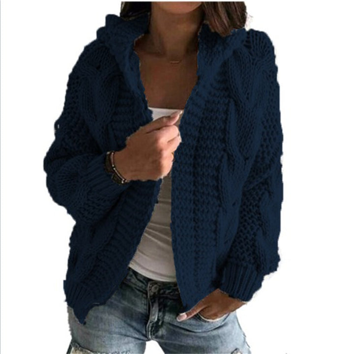 Kvinders chunky strik cardigan med hætte og dybe lommer Stilla