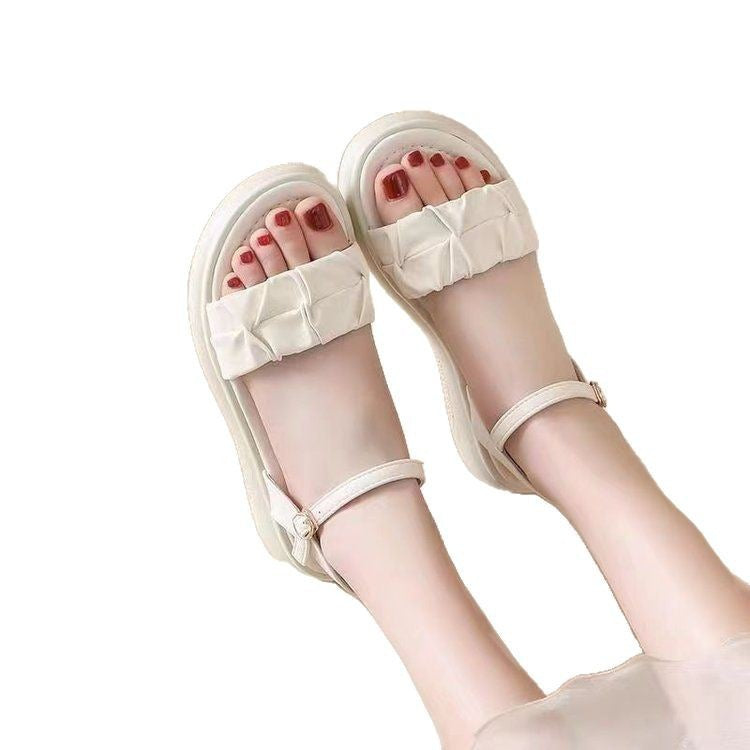 Dame platform-sandaletter med moderigtige flæsedesign og komfortabel fodseng Stilla