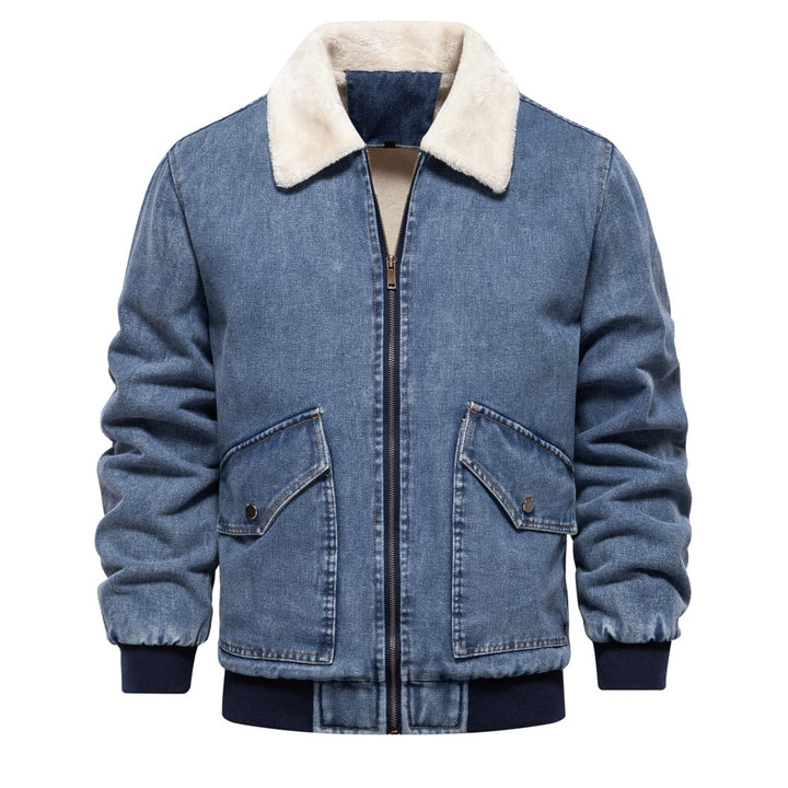 Herrer vinterjakke i denim-stil med hyggelig krave Stilla