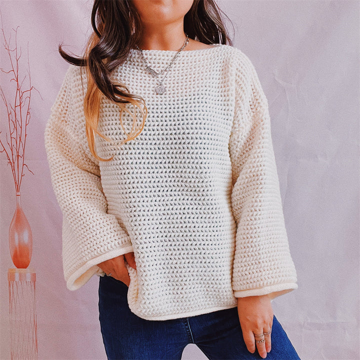 Damernes løse strikkede sweater med en bred skæring og moderne stækmønster Stilla