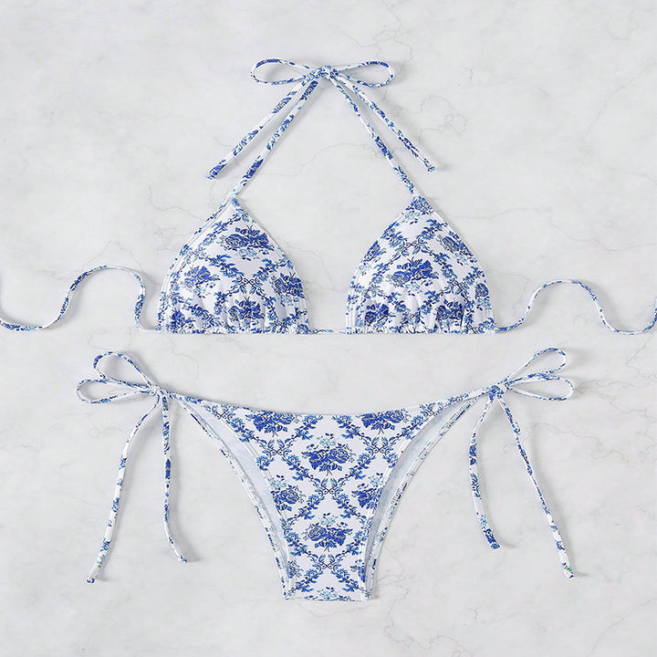 Dame Triangel-Bikini med farverigt blomsterdesign Skovae