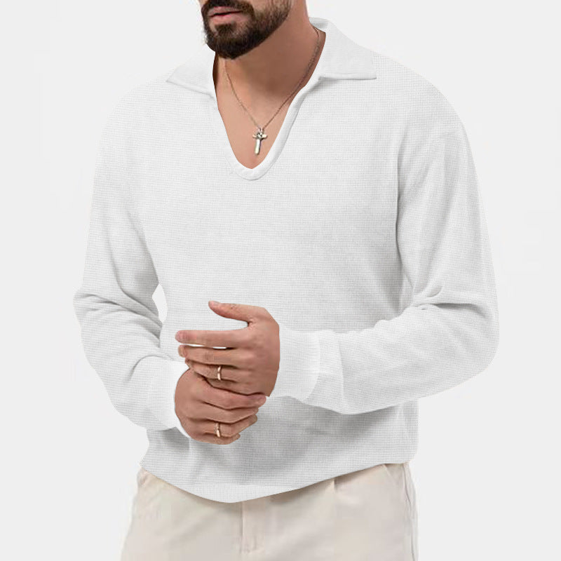 Herren V-hals pullover i afslappet strikdesign Stilla