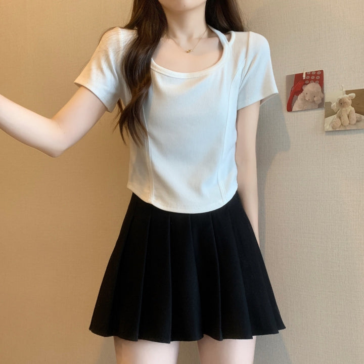 Femme Cropped Flatterende Tekstureret Top Stilla