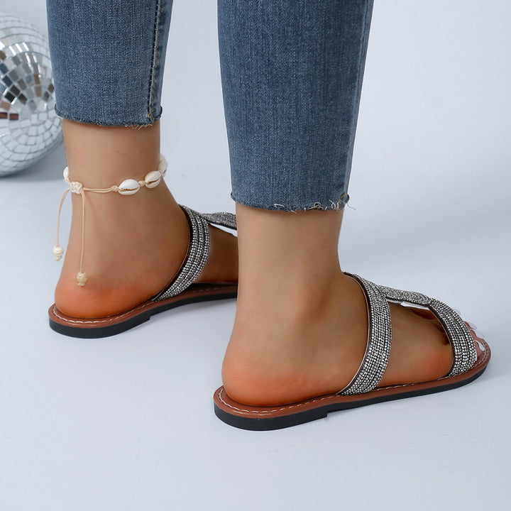 Dame Glamourøse Slippers med glimtende accenter og justerbare stropper Stilla