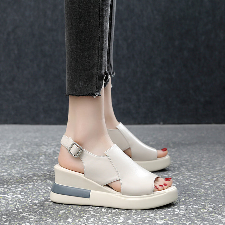 Dame wedge-sandaler med åben tåområde og komfortabelt fodseng Stilla