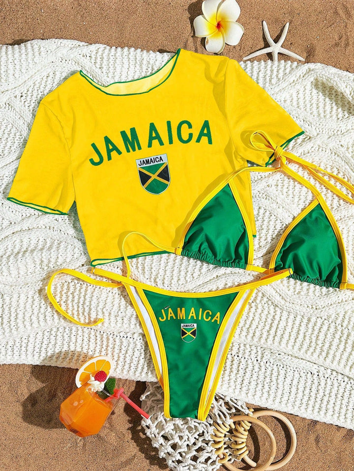 Dame bikini sæt med kreativt grafisk design Skovae