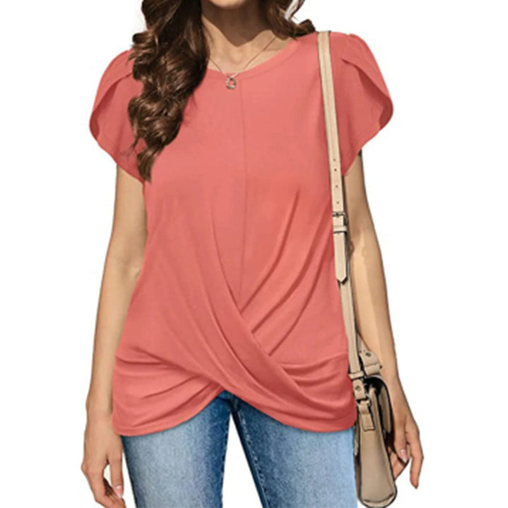 Dame afslappet T-shirt med elegant knude Stilla