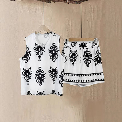 Dame Ærmeløs Trykt Loungewear Sæt Stilla