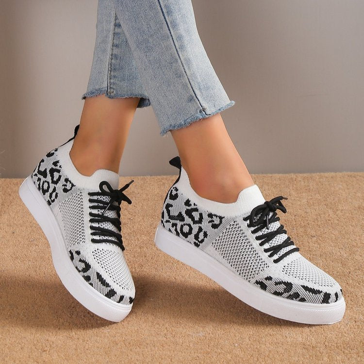 Dame Sneakers i moderne leopardmønster med åndbart stof og behagelig sål Stilla