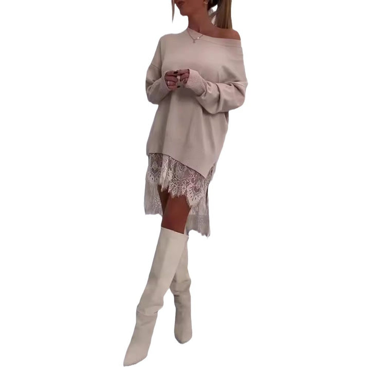 Dame Oversized Strikpullover med Spidseindsatser Stilla