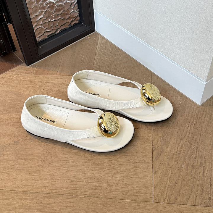 Dame elegante Slip-On Ballerina-pumps med dekorative metalliske accenter Stilla
