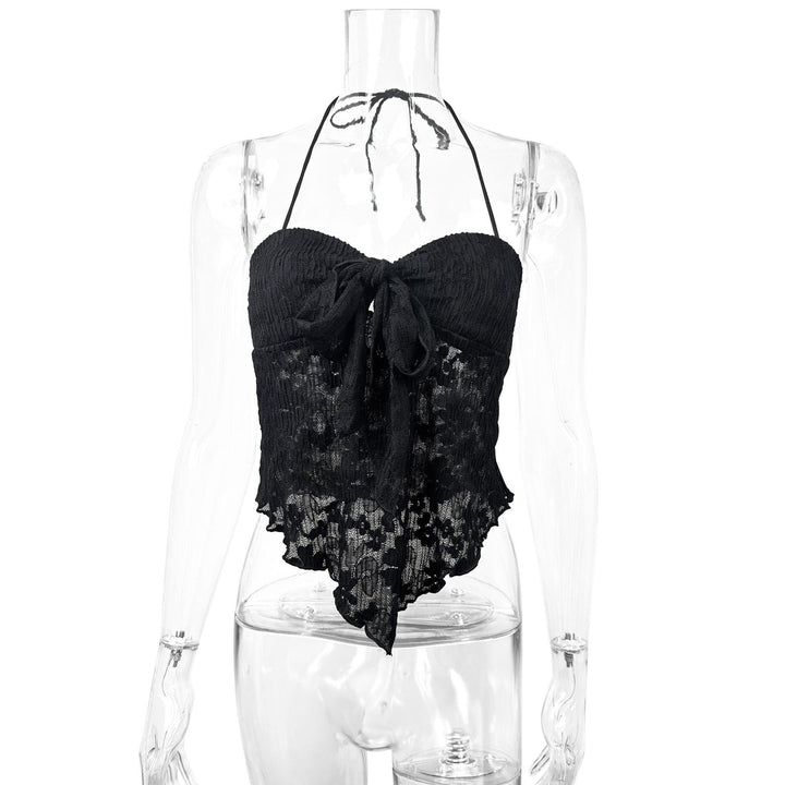 Dame spids-bustier med bindebånd og gennemsigtigt design Skovae