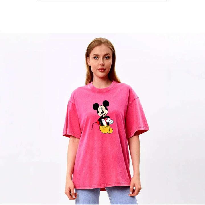 Dame T-shirt med unikt Mickey Mouse motiv Stilla