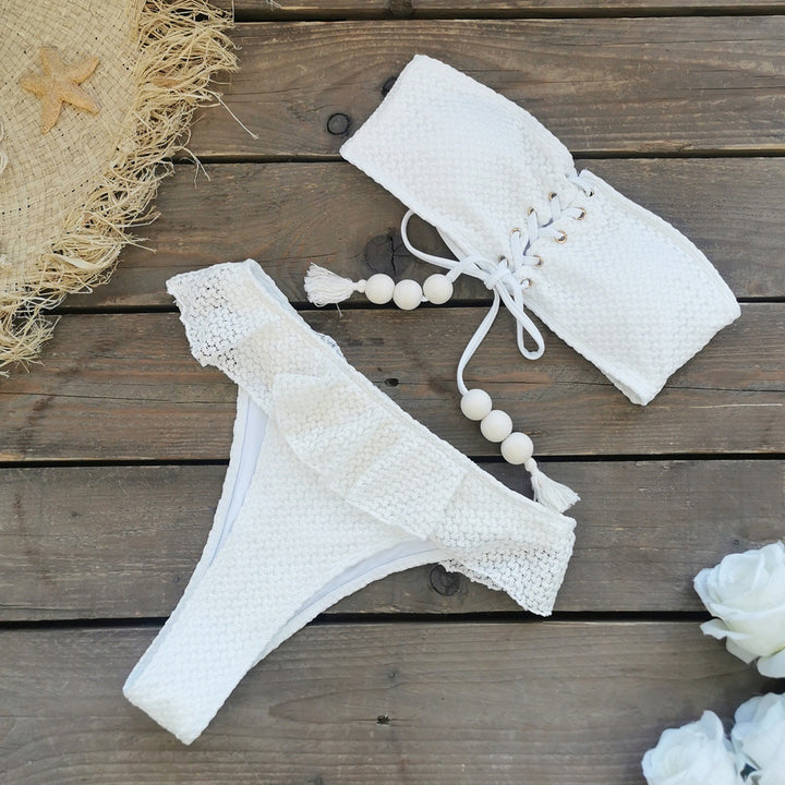 Dame Bikini-sæt med raffinerede frynse detaljer og legende design Stilla