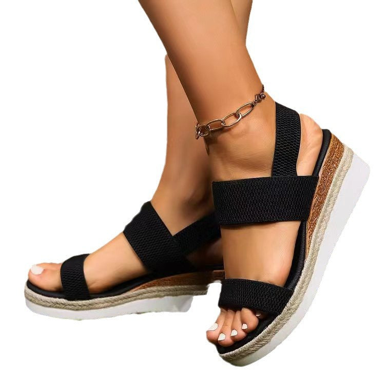Dame Wedge-sandaler med flettet jute-look og behagelig sål Stilla