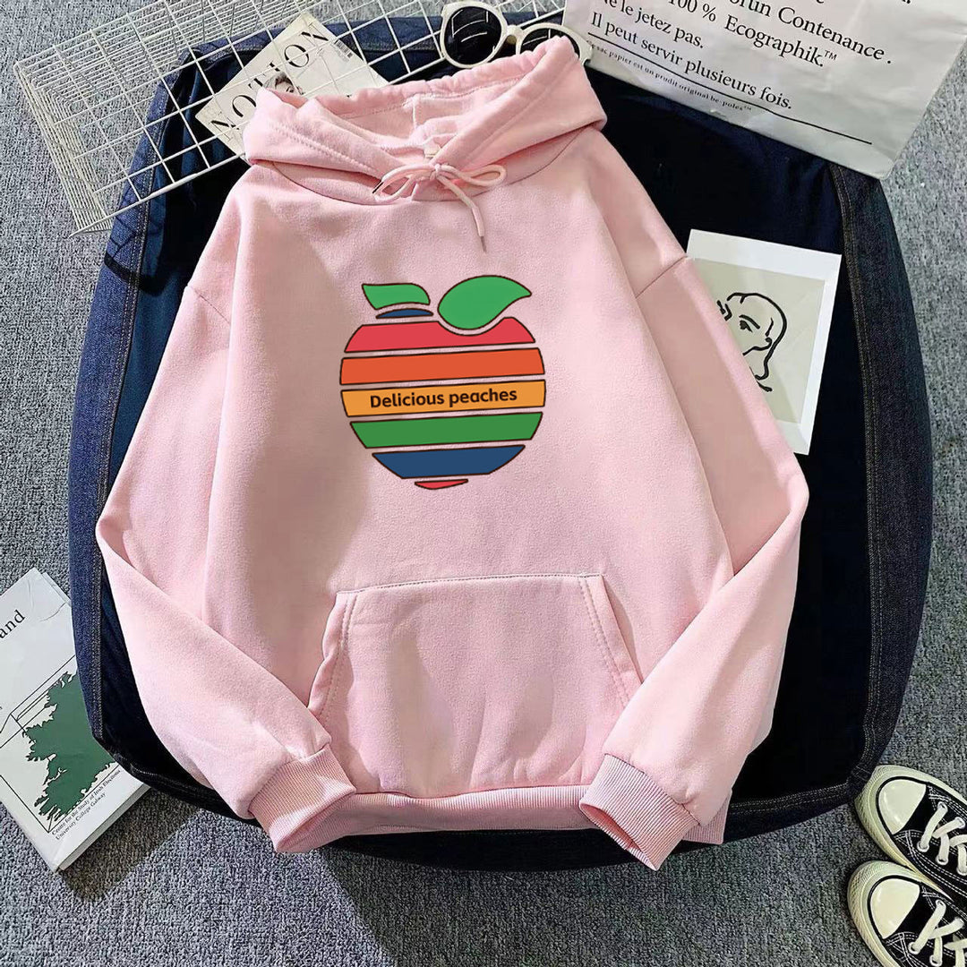 Dame hoodie med glædeligt frugtmotiv Skovae