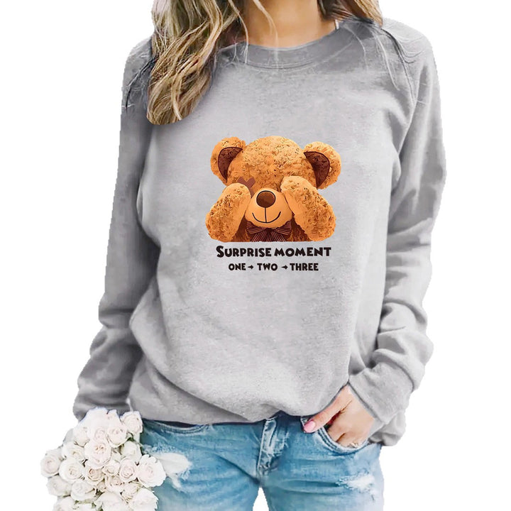 Kvinder Sweatshirt med unikt bjørnemotiv og underholdende sætning Skovae