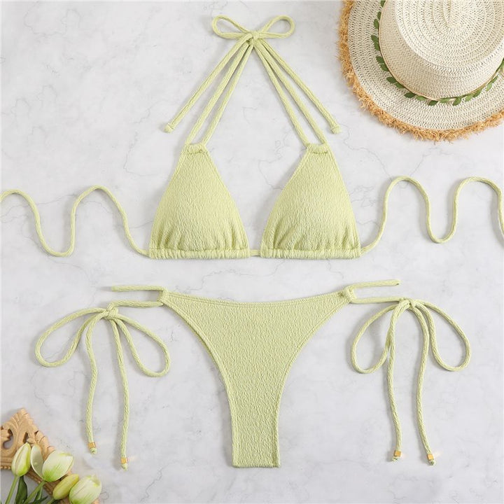 Dame triangel-bikinisæt med justerbare bånd og elastiske detaljer Stilla