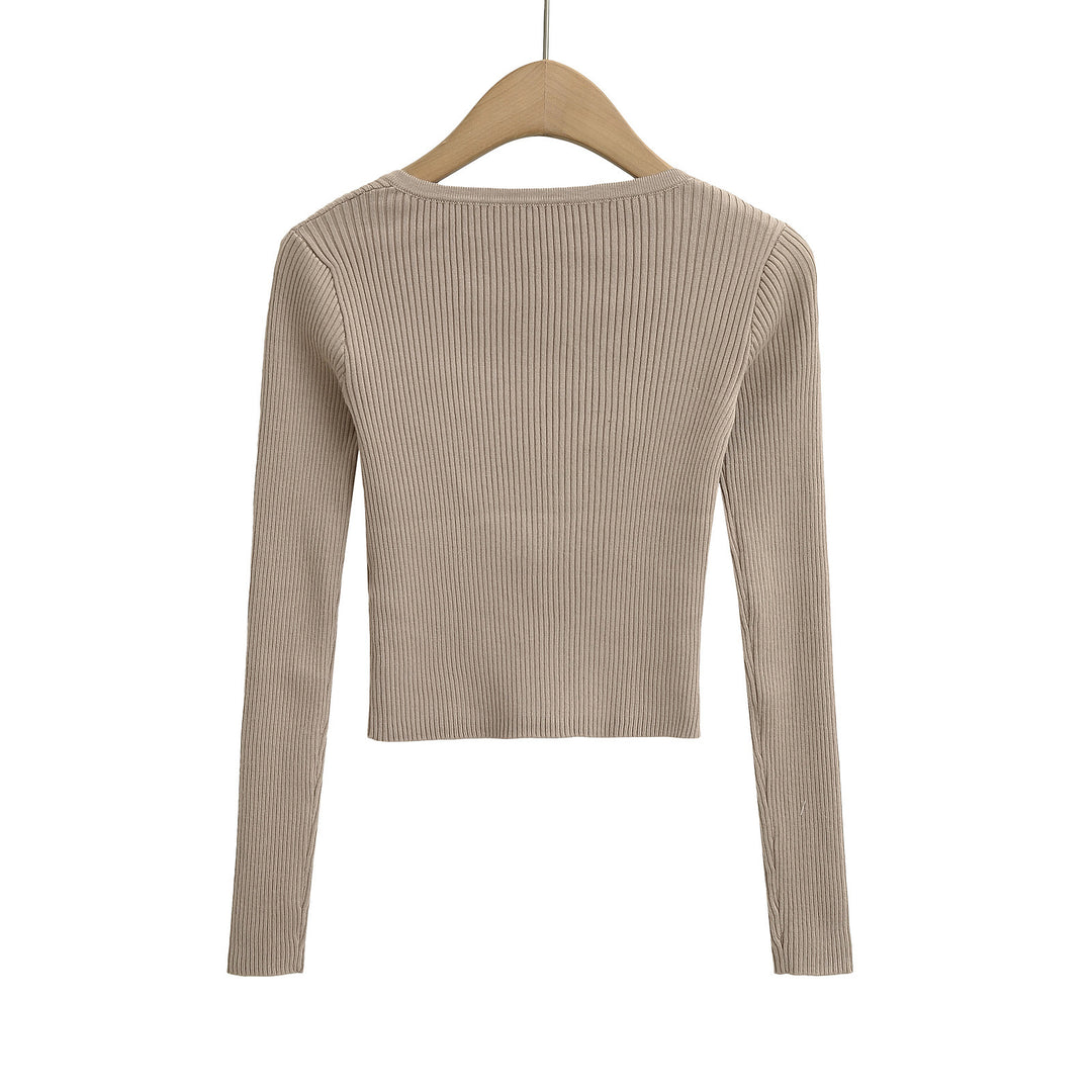 Dame Rib Langærmet Button-Up Top Stilla