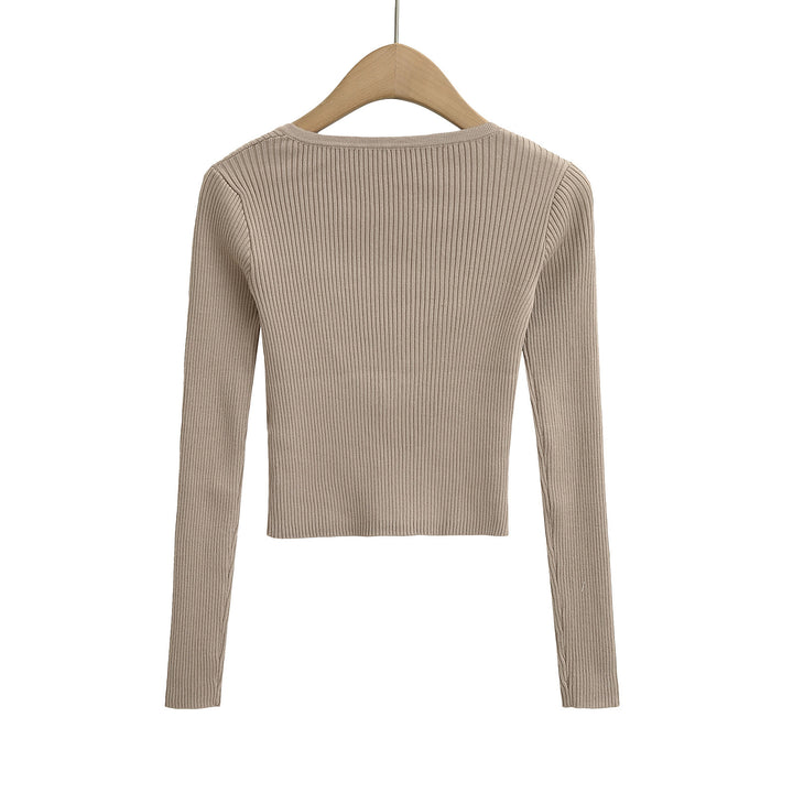 Dame Rib Langærmet Button-Up Top Stilla