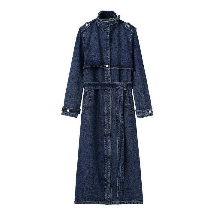 Stilla | Fashionabel Denim Belte Lang Trench Coat