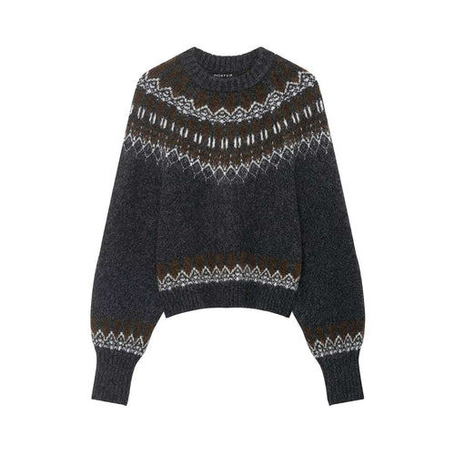 Kvinders strikket sweater med moderne norsk mønster og løstsiddende pasform Stilla
