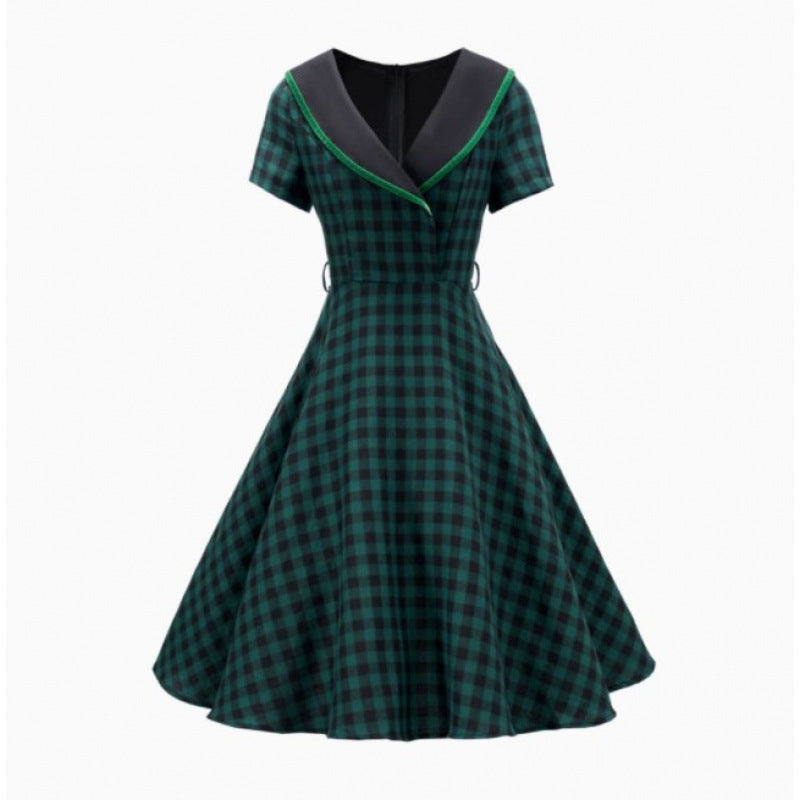 Femme Vintage Checket Swing Kjole Stilla