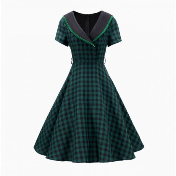 Femme Vintage Checket Swing Kjole Stilla
