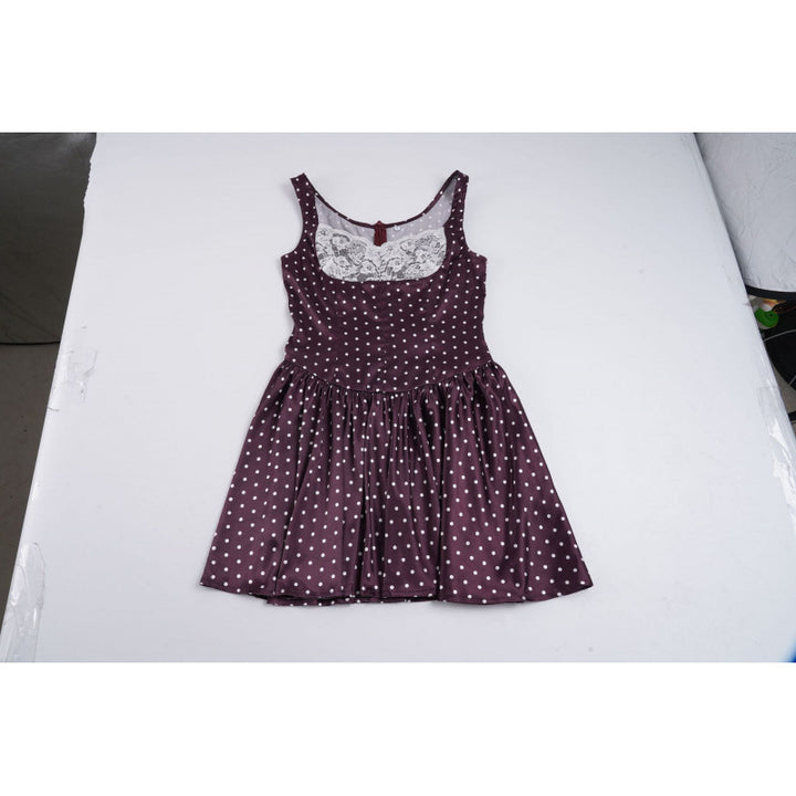 Damen Retro Polka-Dot Kleid mit Spitzen-Overlay Skovae
