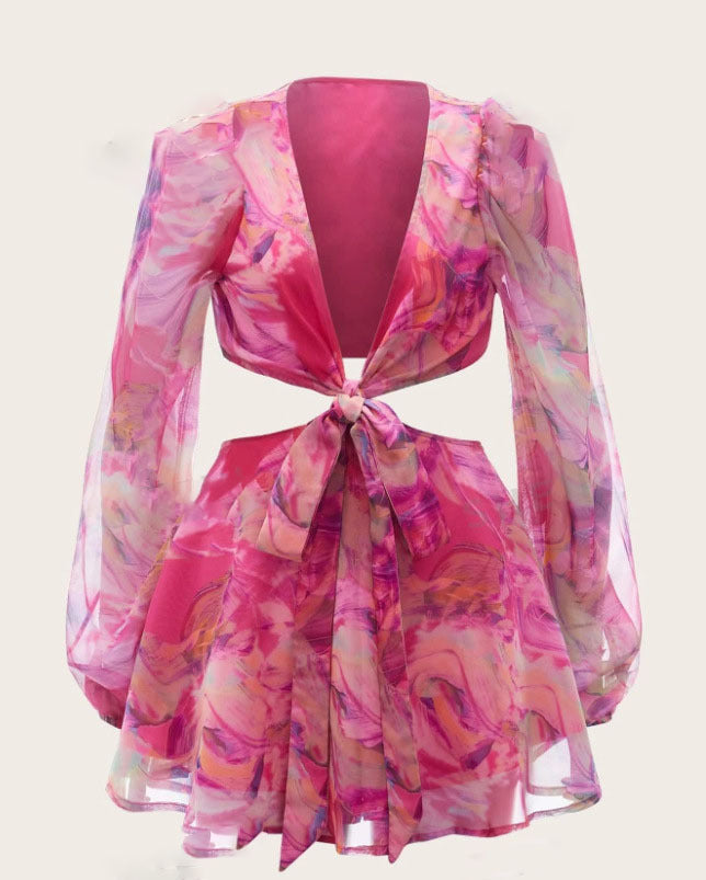 DameLegende Cut-Out Jumpsuit med puffærmer og sløjfe-design Stilla