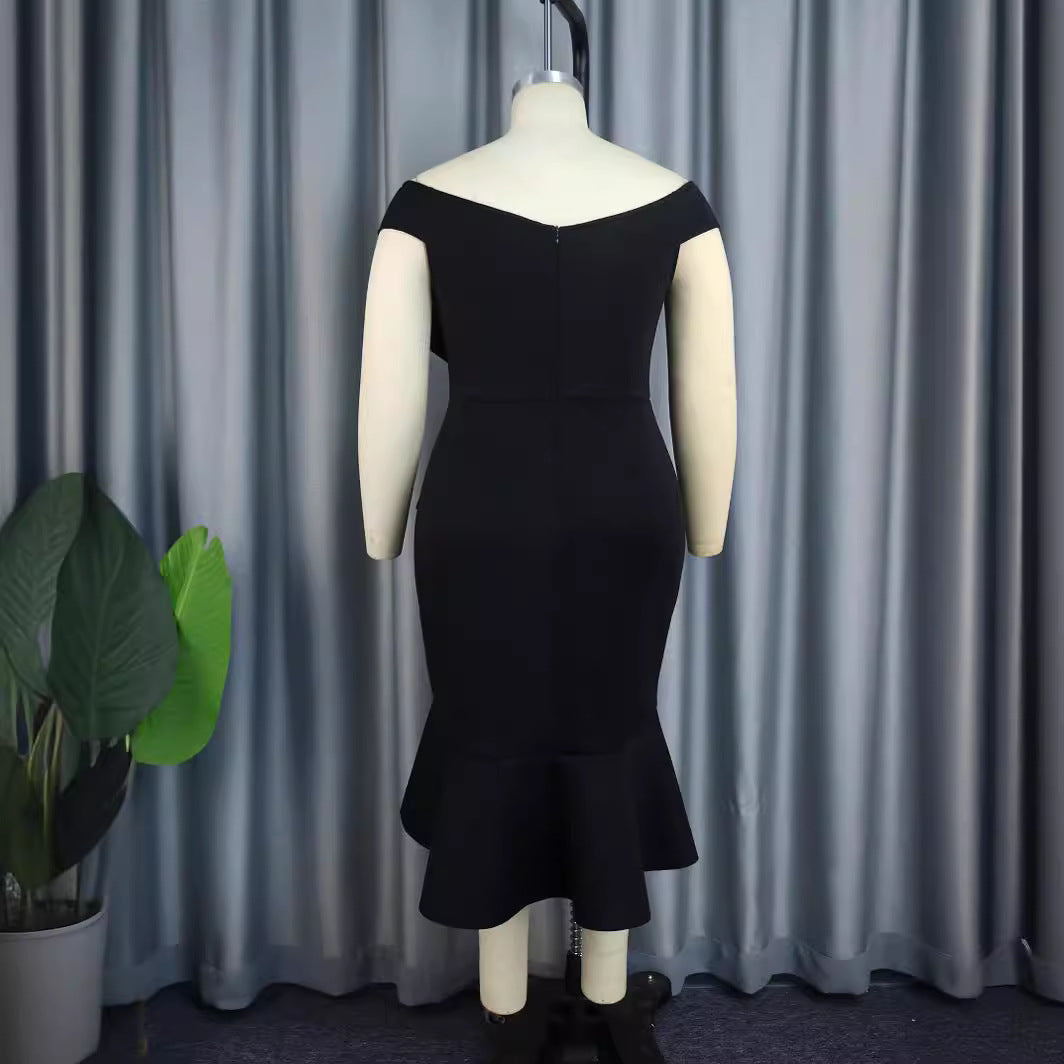 Dame Elegant off-shoulder kjole med flæsedetaljer Skovae