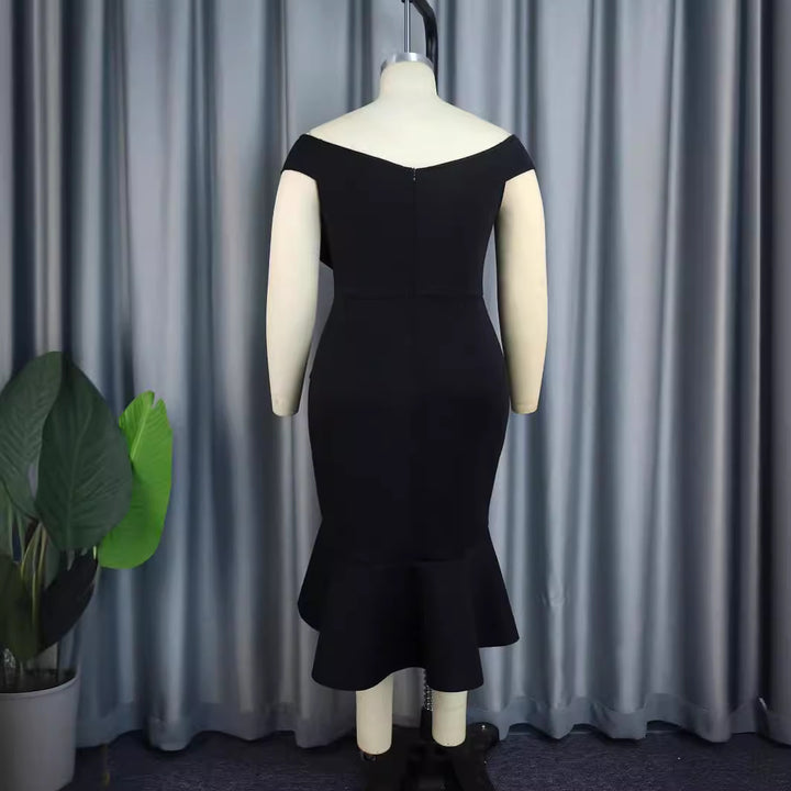 Dame Elegante aftenkjole med asymmetrisk flæsedesign Skovae