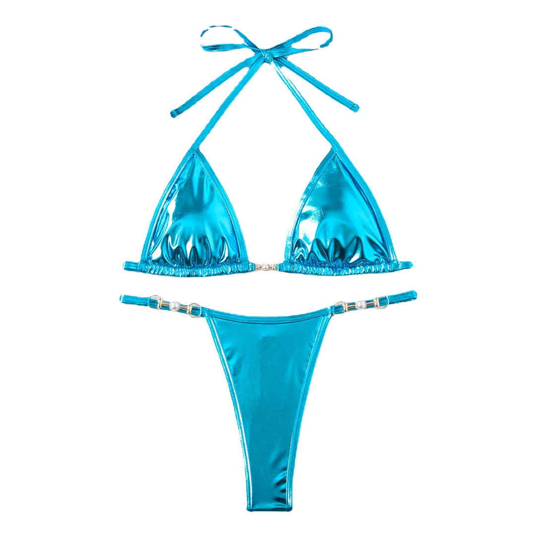 Femme Triangle Bikini Sæt med dekorativ hardware Stilla