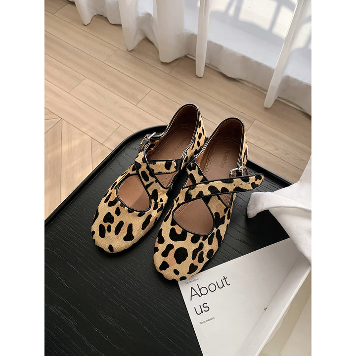 Dame Elegant Leopardskinds mønster Slingback Flats Stilla