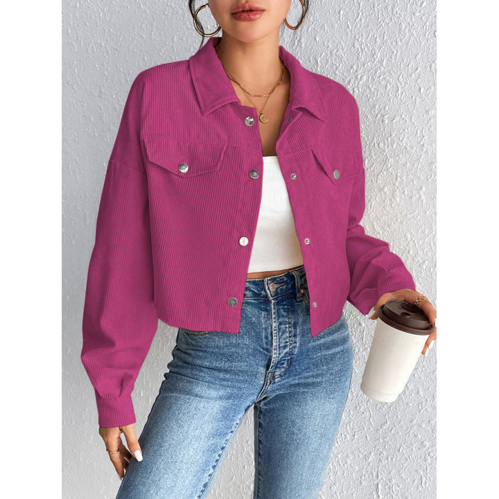 Dame Cordjakke i cropped design Stilla