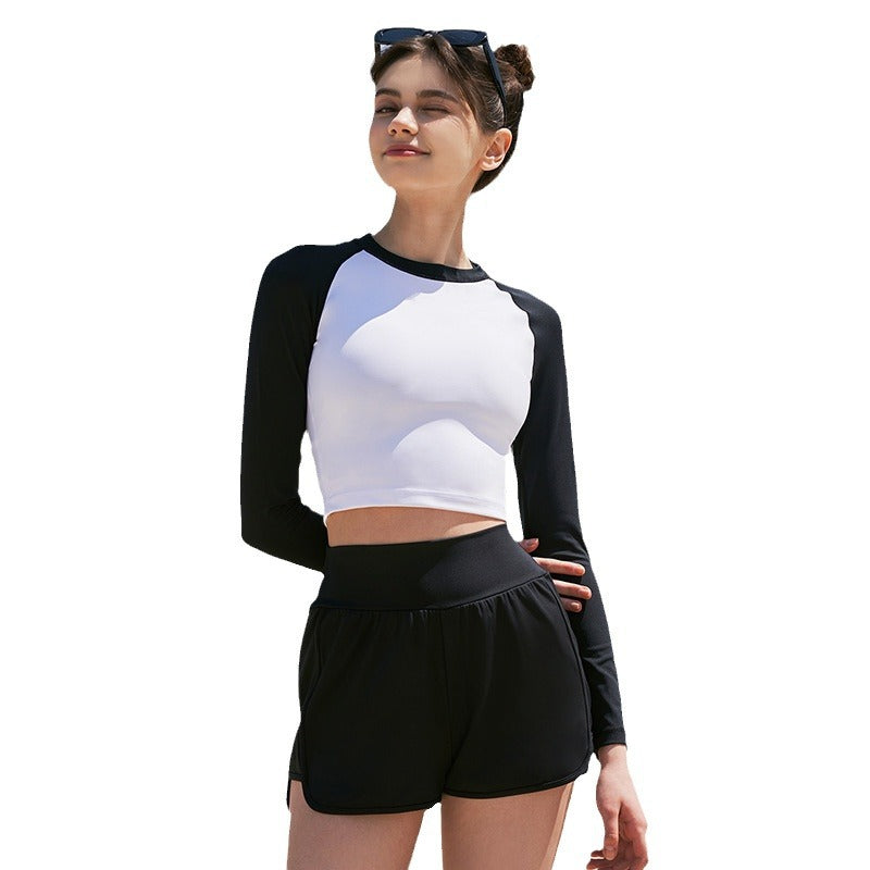 Dame Sport Crop-Top med langærmet og åndbart materiale Stilla