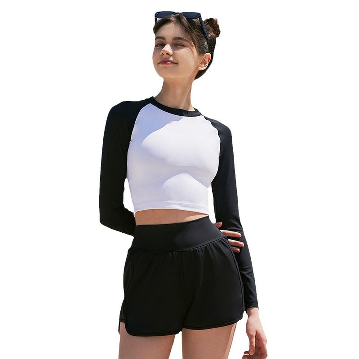 Dame Sport Crop-Top med langærmet og åndbart materiale Stilla