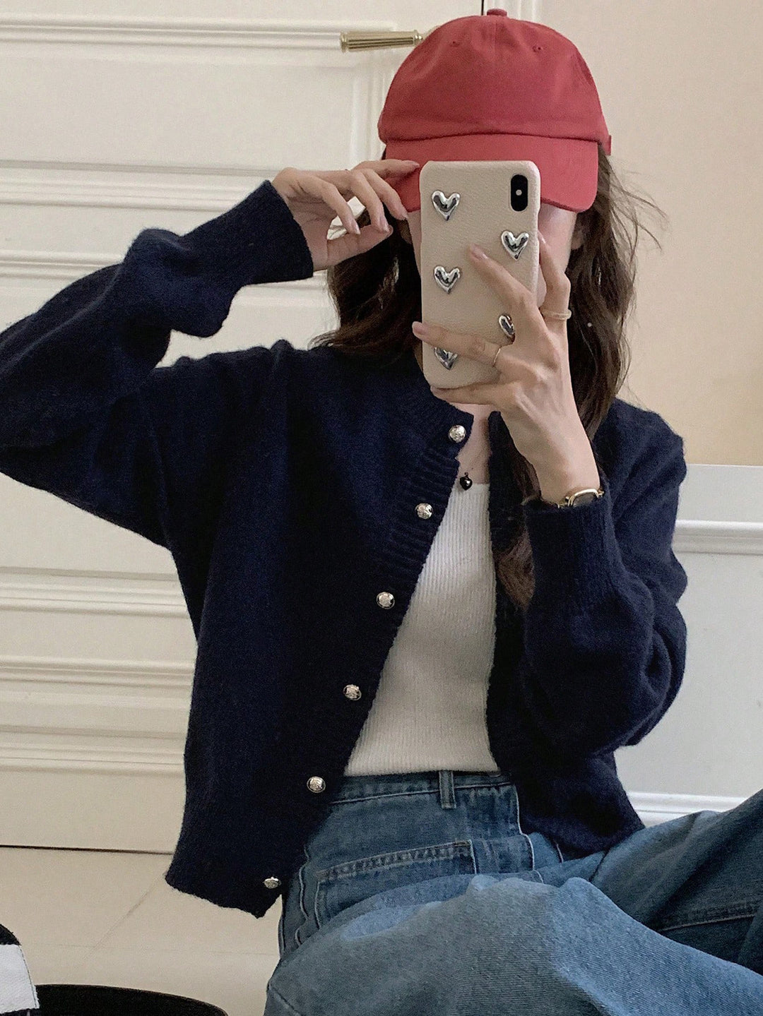 Femme Knap-detalje Blød Strikcardigan Stilla
