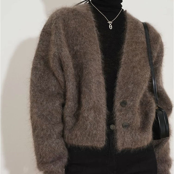 Femme Strukturstrik-Cardigan med elegant oversized-snit Stilla