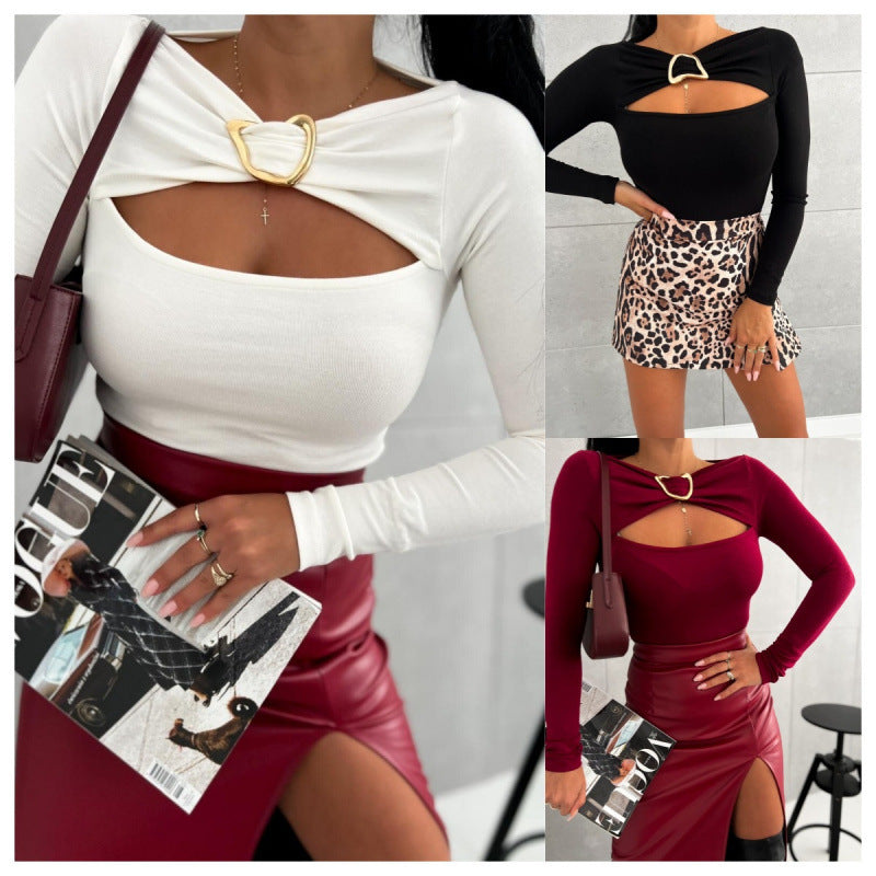 Femme Stilfuldt Cut-Out Langærmet Top Stilla