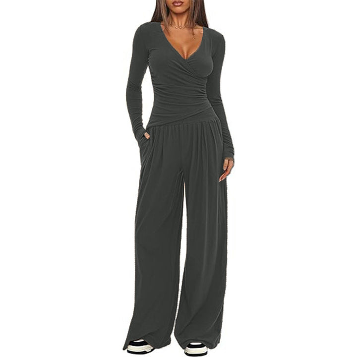 Dame Elegant Wrap-Overall med bred ben og moderne detaljer Skovae