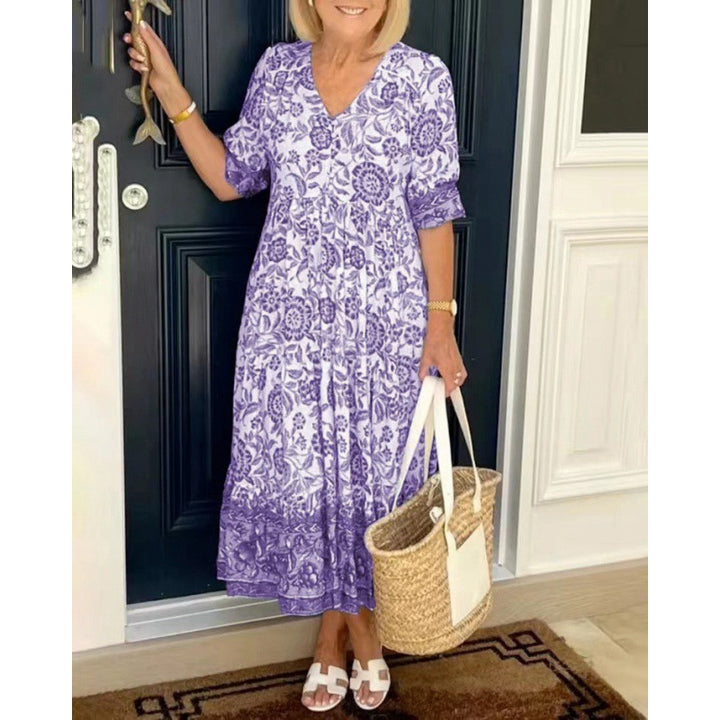 Dame Floral Print A-linie Sommerkjole Stilla