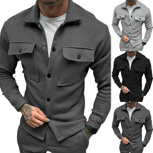 Herrer moderigtig Sweatjakke med påsyede lommer og struktureret design Stilla