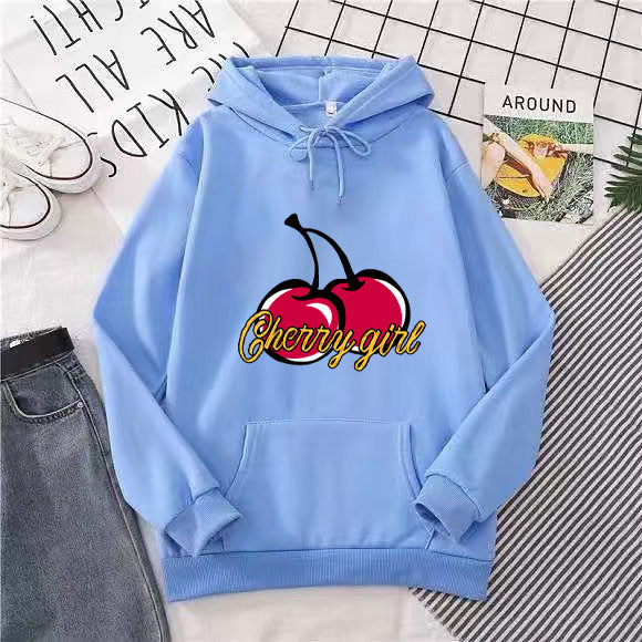 Kvinderne hoodie med munter kirsebærmotiv Skovae