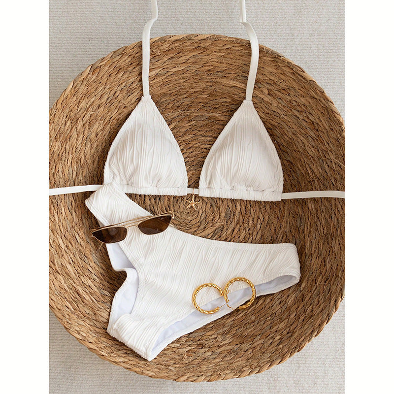 Dame Triangel-Bikini med fint ribbet design Skovae