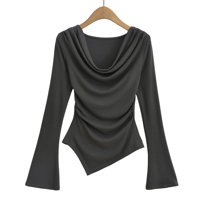 Dame asymmetrisk top med elegant indpakningsdesign og ekstravagante draperingseffekter Stilla
